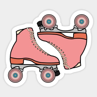 Mid Century Inspired Roller Skates Design Sticker